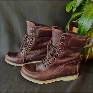 Women’s Timberland Earthkeepers Mosley Burgundy Lace Up Ankle Boots, size 6
